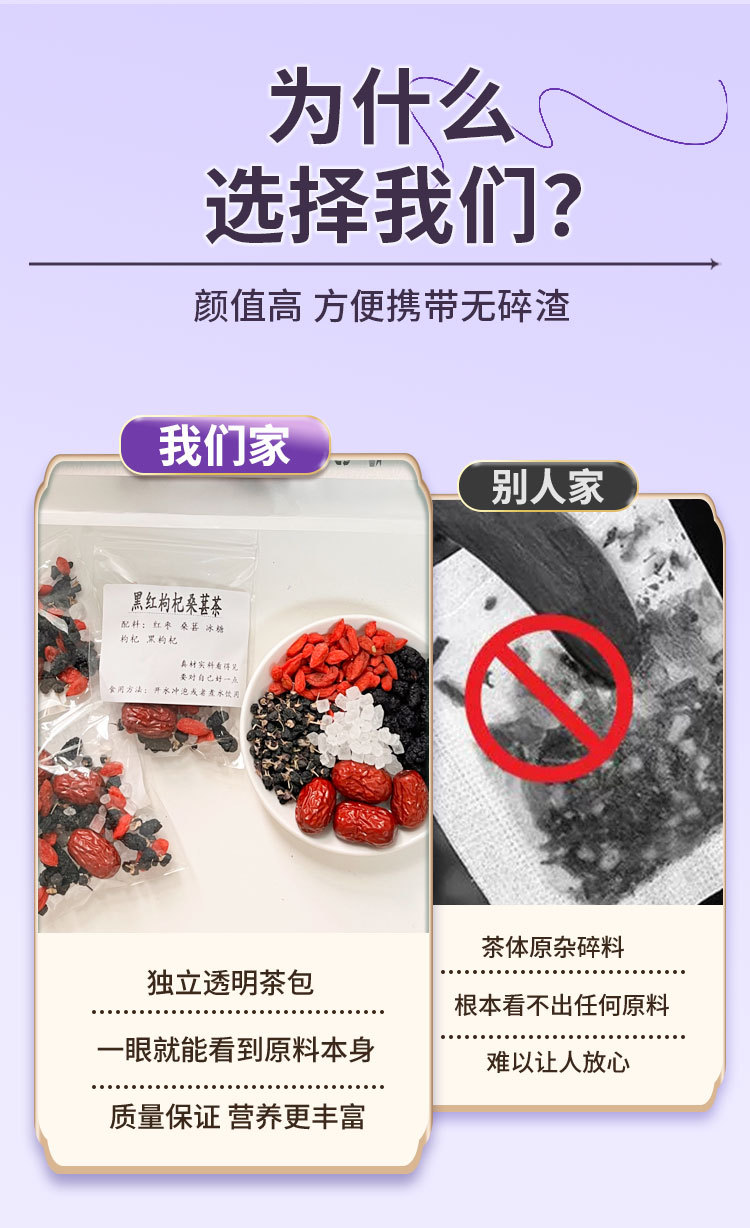 Black & Red Goji Mulberry Tea with Jujube — Herbal Tea Sachets (20g x 10) specifications