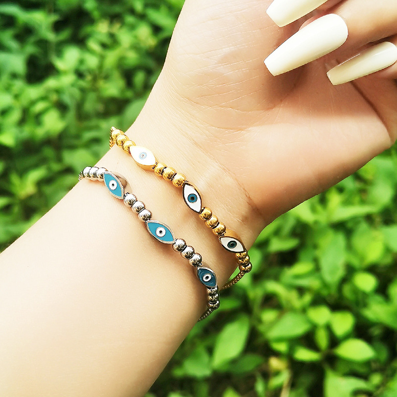 Simple Style Eye Titanium Steel Enamel Bracelets 1 Piece
