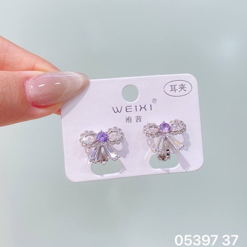维茜新品精美闪耀锆石珍珠蝴蝶蝴蝶结耳夹女气质优雅免耳洞耳夹耳|undefined
