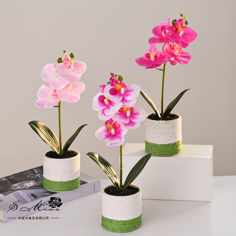 Flores falsas 4 sensación de orquídeas mariposa pequeña flor de bonsai decoración interior adornos flores artificiales imitación de maceta image 1