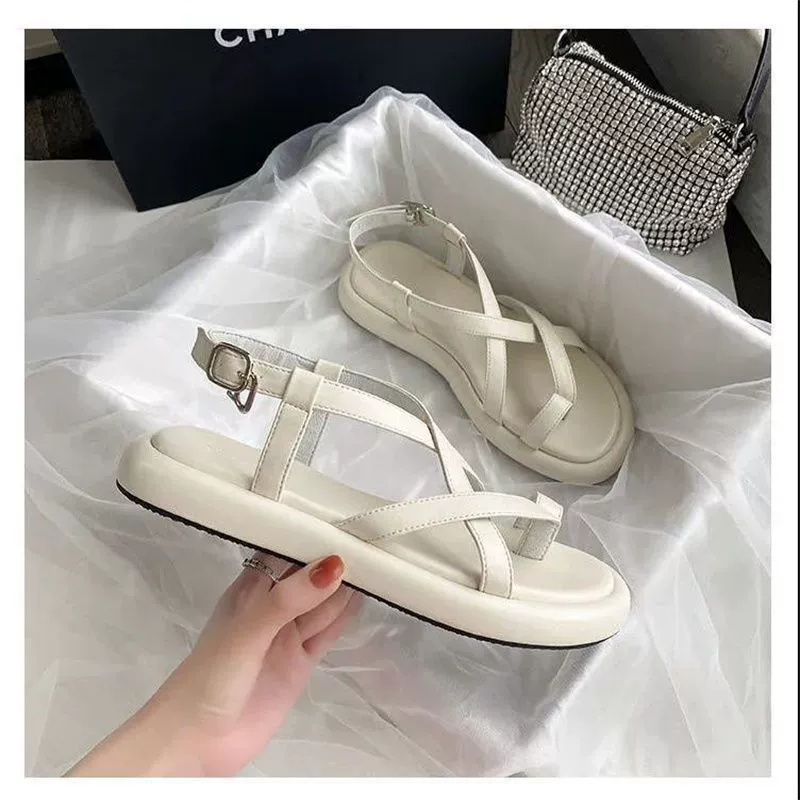 Толстая подошва римских сандалий женский фея ветер сеть красная волна 2022 новая нескользящая мягкая подошва дикая плоская подошва