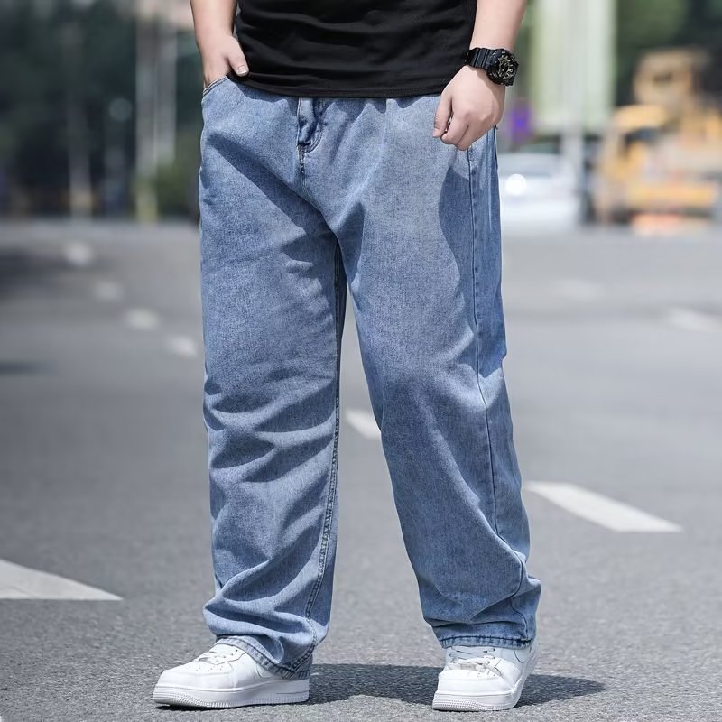 特大码牛仔裤男直筒宽松大码阔腿加肥加大胖子肥佬大裤裆劳保裤子|undefined