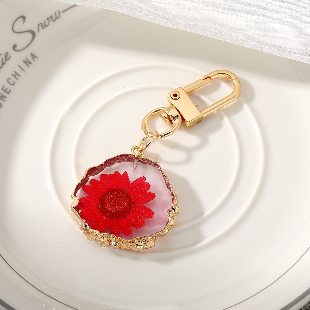 30g Weight Bag Pendant, Keychain Classification 1 Piece Quantity Holiday Occasion Dried Flower Material Flower Pattern Women's Gender Epoxy Design Pastoral Style Pastoral Flower Dried Flower Epoxy Women's Bag Pendant Keychain 5