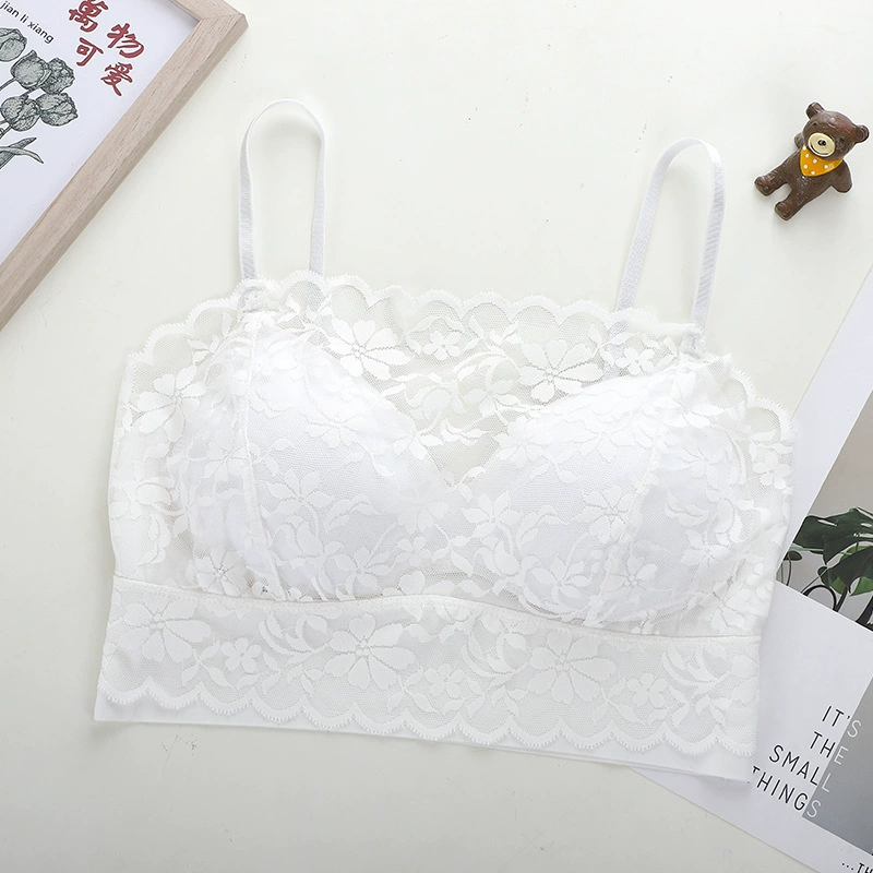Silk lace summer thin bra top, chest strap, breast pads, underwear, “Frozen”, beautiful back, lifting effect
