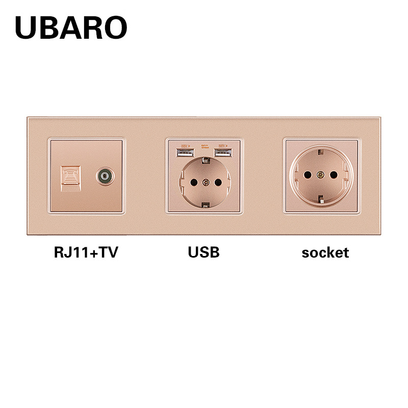 258 전화 TV-USB 소켓-골드