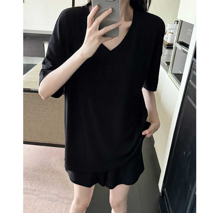 Summer Short-Sleeved Pajamas for Women, Two-Piece Suit That Can Be Worn Outside, Comes with Ice-Like Korean Drama Heroine with Bra Suit, Home Clothes