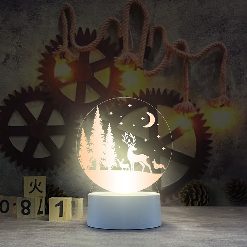 Nueva y única lámpara de noche 3D de acrílico, lámpara de escritorio USB, lámpara de noche para dormitorio, lámpara LED creativa, regalo de regreso a clases, Día del Trabajo