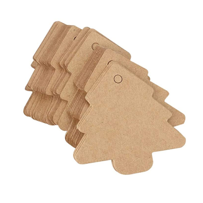 50pcs diyクリスマスツリー吊りカードレトロクラフト紙カードラベル結婚式パーティー工芸クリップ|undefined