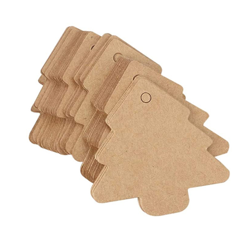 Retro Kraft Paper Card Label Diy Christmas Tree Hanging Card Party Craft 50pcs display picture 3