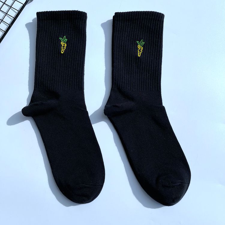 Chaussettes de sport mi-mollet en coton à rayures pour homme, brodées, couleur unie, tendance, style universitaire, 2025d_voghion.com