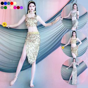 Belly Dance Costume 2025 New Heavy Sequin Performance Outfit Practice Class Outfit Photogenic Set for Children