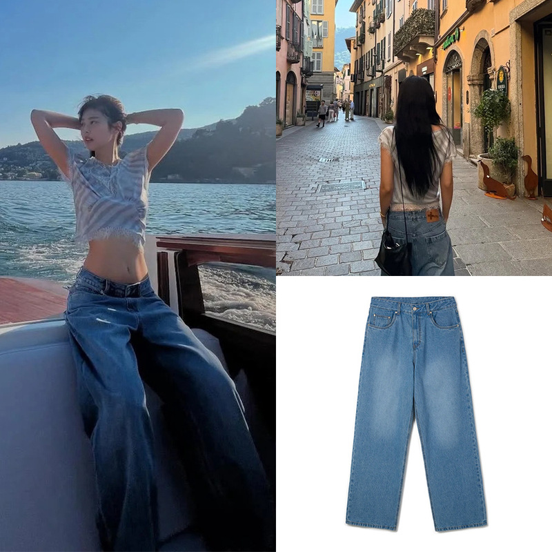 The New 2026 Autumn Collection Features Korean Designer Kim Jennie's Same Style Street-Style Washed Wide-Leg Jeans The New 2026 Autumn Collection Features Korean Designer Kim Jennie's Same Style Street-Style Washed Wide-Leg Jeans