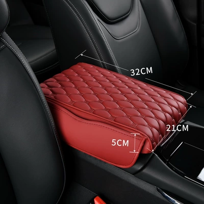 Central Elbow Rest Car Middle – Armrest box pad - large-volcanic-red-with-storage-side-pockets-medium-thick-style