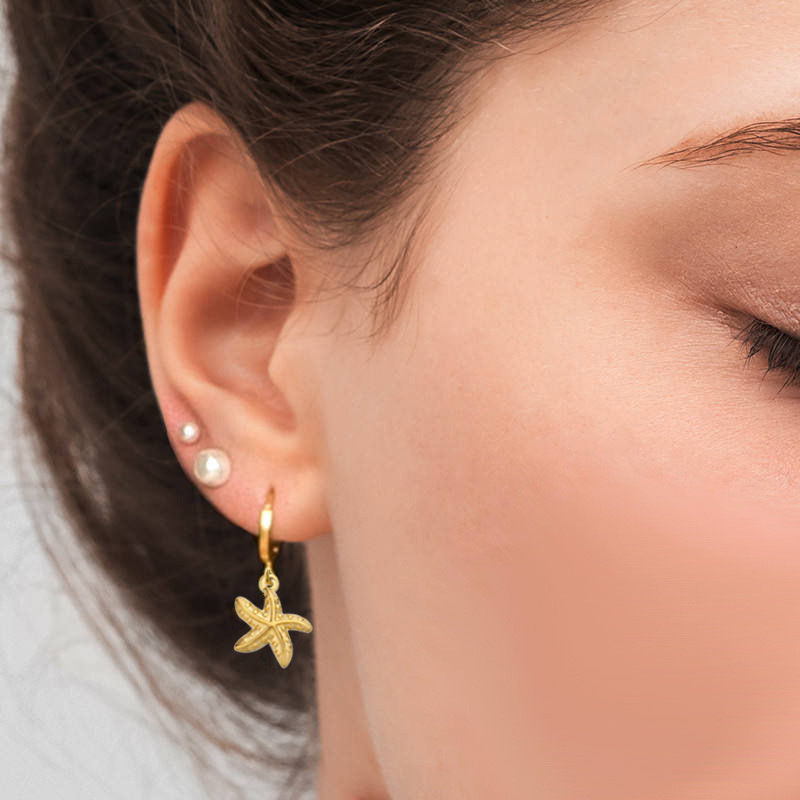 Women's Gender Plating Design 1 Pair Marine Style Simple Style Starfish Snails Shell Plating 304 Stainless Steel 18K Gold Plated Drop Earrings