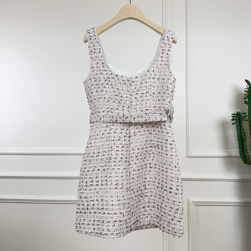 2025 Spring/Summer New Chanel Style Plaid Tweed Dress Slimming Petite Fashionable Light Luxury Dress