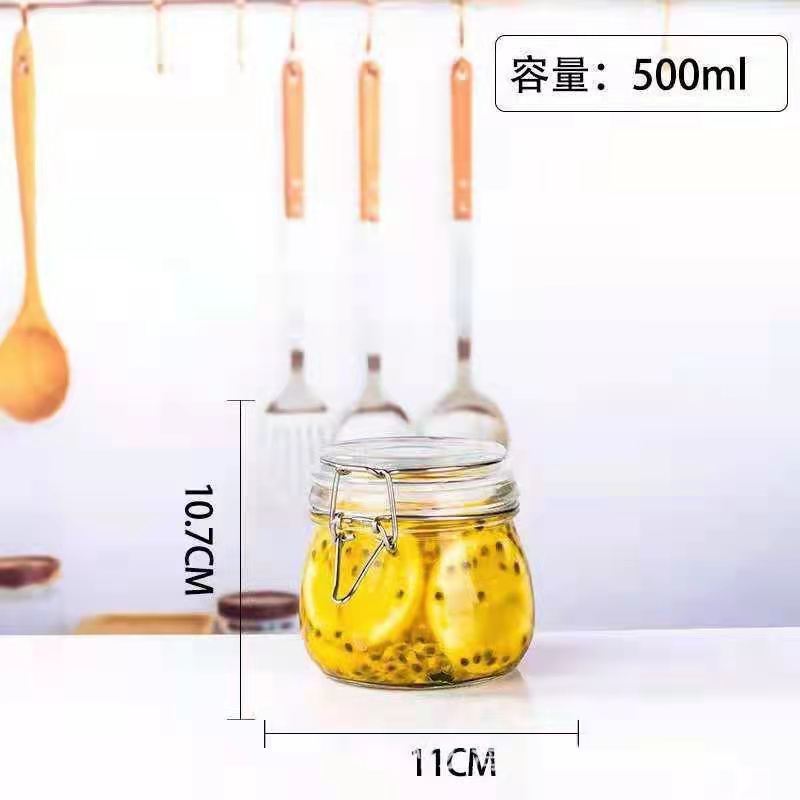 スポット卸売ガラスバックル保存瓶密封ワインピクルス瓶ガラス保存瓶茶保存瓶|undefined