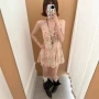 v领露背波点夏季吊带裙