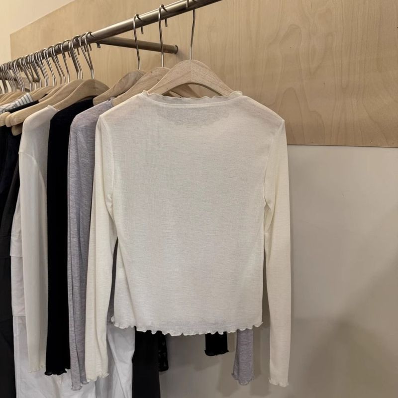 リヨセルテンセルコットン耳長袖Tシャツレディースシーズン新作スリムベーシック万能薄底トップトレンディ|undefined