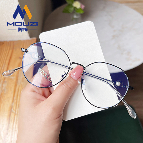 New Anti-blue light radiation metal eyeglass frames, unisex, suitable for various prescriptions, large face slimming, suitable for natural look, non-prescription glasses