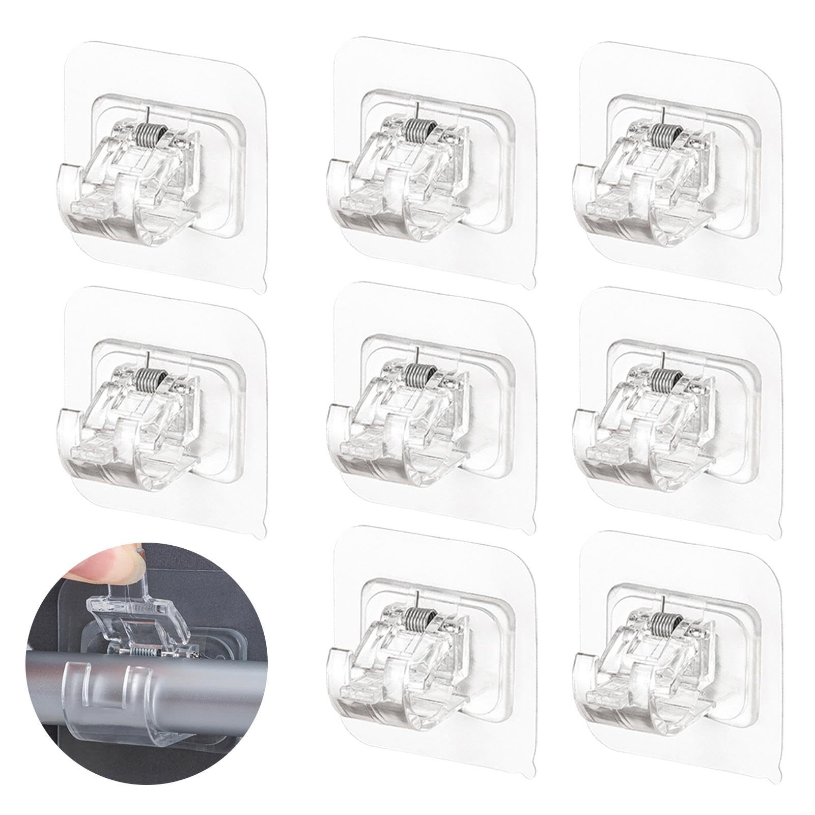 gancho de barra de cortina fijador de clip de barra de cortina sin agujeros de pegado tipo soporte clip de barra transversal cortina de puerta telescópico gancho adhesivo