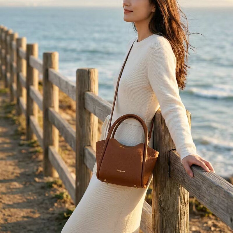 Yamashita Yuanbao Bag Mini Vegetable Basket-Style Top-Layer Cowhide Handbag, Crossbody Commuter Mini High-End Small Phone Bag