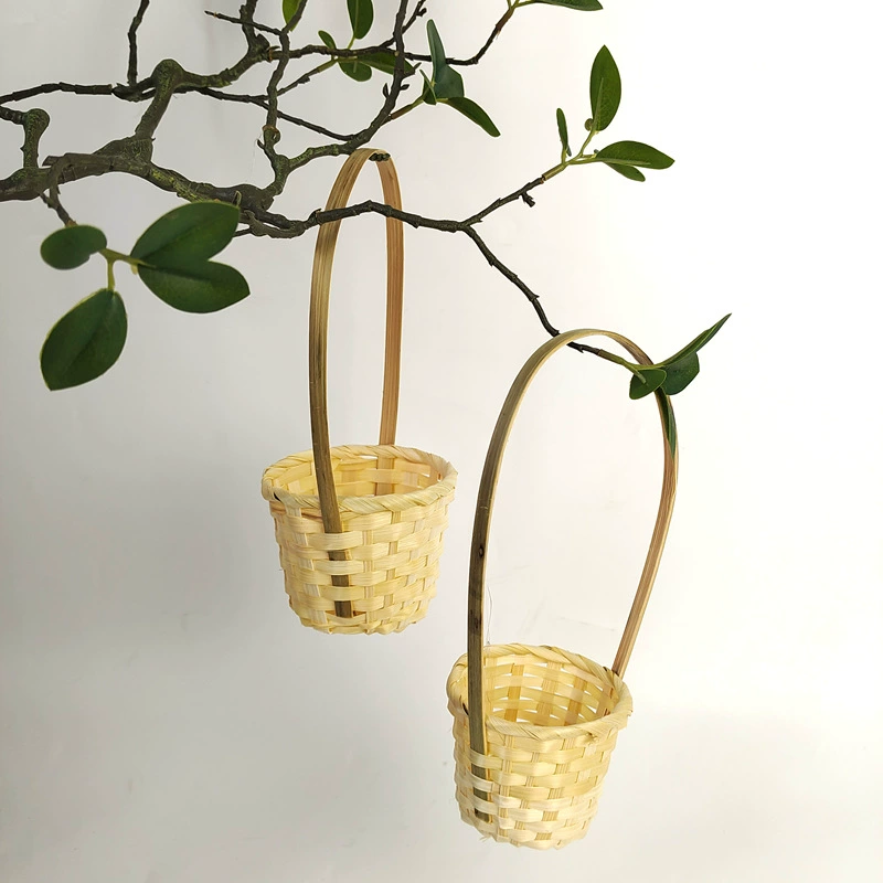 Ручная бамбуковая корзина Маленькая бамбуковая корзина для домашнего украшения, рисовая наклейка, закуски, конфеты, бамбуковая корзина, ротанг, мини-бамбуковая корзина