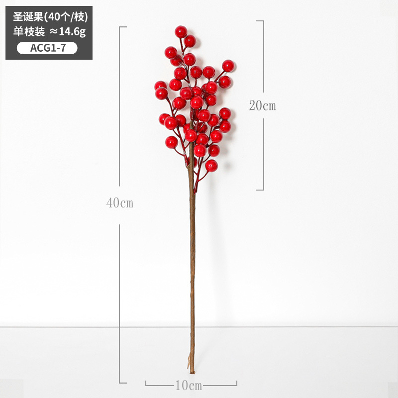 Venta al por mayor Navidad fruta roja ramas tres Navidad baya espuma fruta esquejes de árboles de Navidad simulación fruta grano flor arreglo Accesorios