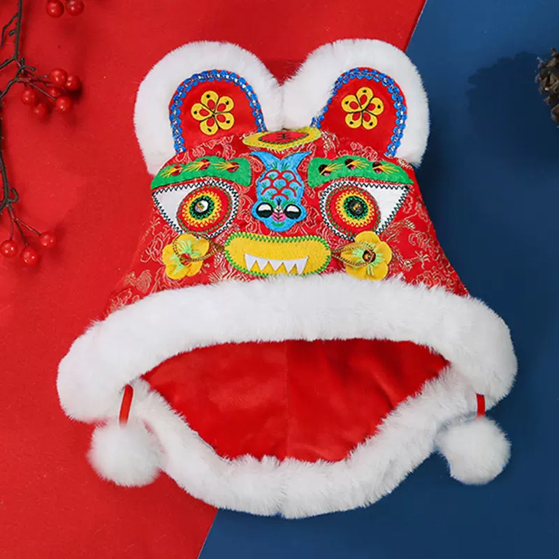 新款秋冬婴幼儿虎头帽中国风摄影传统刺绣宝宝棉帽新年拍照唐装帽
