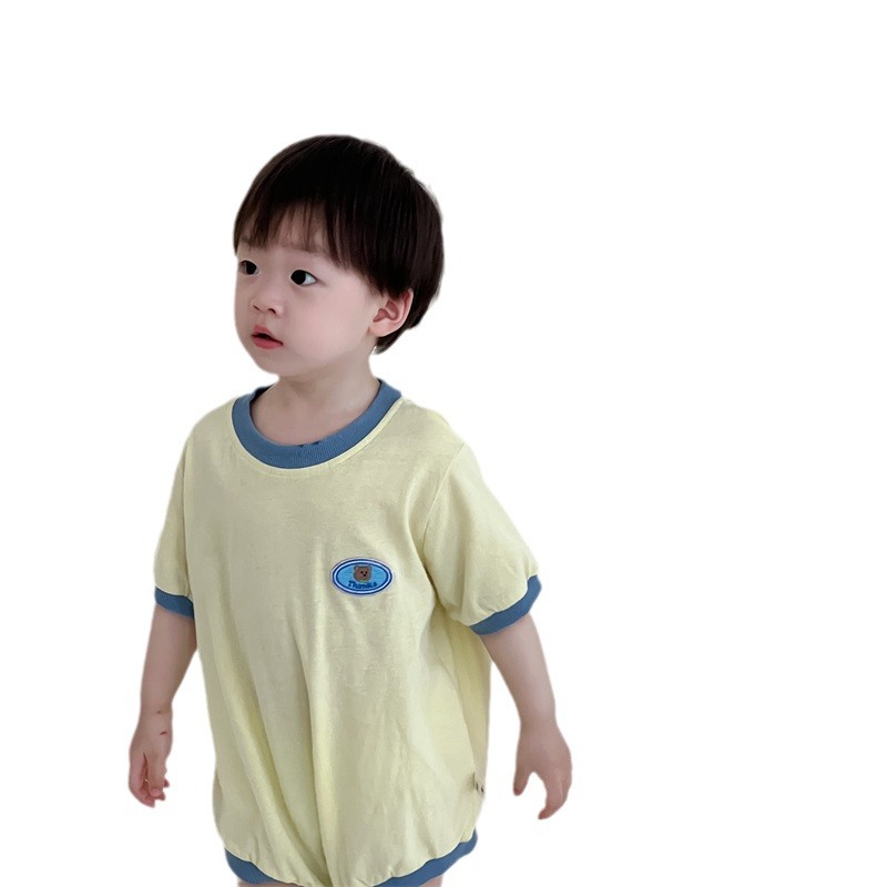 Niños de mangas cortas, bata de color, bata de color, ropa delgada coreana para niños, bolsa de verano para bebés