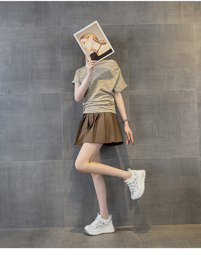 Giày sneaker nữ đế dày lưới thoáng khí phong cách retro — Trắng 5086, Champagne 5086, Tím 5086 chi tiết 17