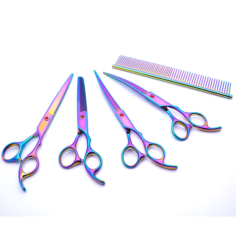 Tijeras para mascotas, herramientas profesionales de peluquería, herramienta mágica para cortar el pelo, tijeras rectas, tijeras curvas, gato, Teddy, Bichón, eliminación de pelo de perro