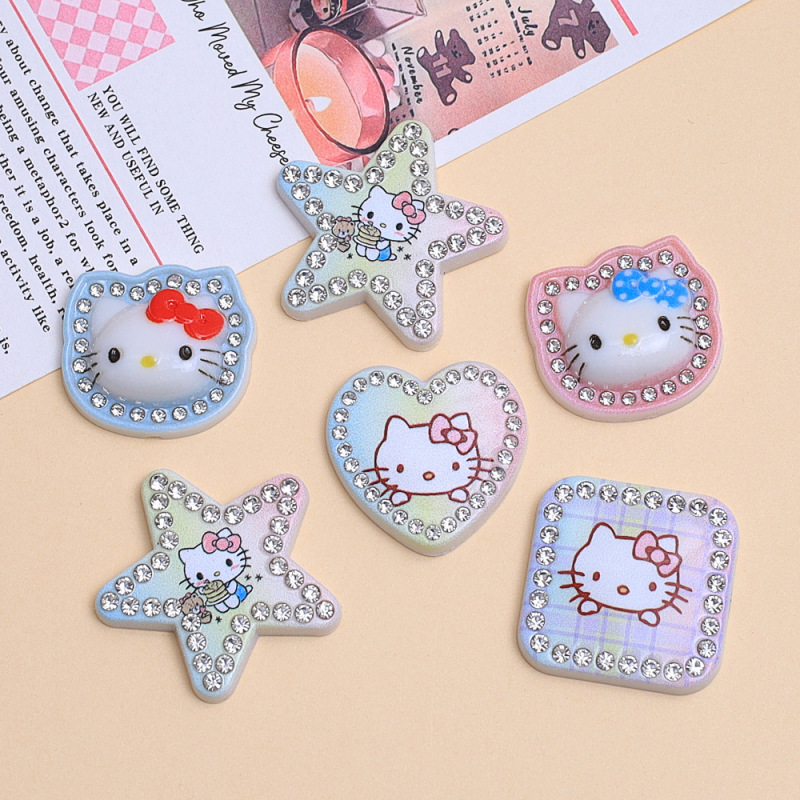 かわいいダイヤモンドニャー漫画手作り diy ジュエリーアクセサリークリーム接着剤樹脂小物アクセサリーホール靴バックル素材|undefined