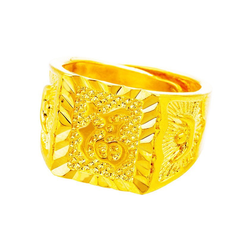 黄銅の金メッキの福の金儲けの指輪の男性の多種類の車の花は宝の蛇口の関公の戒子の金メッキの指輪を招きます。