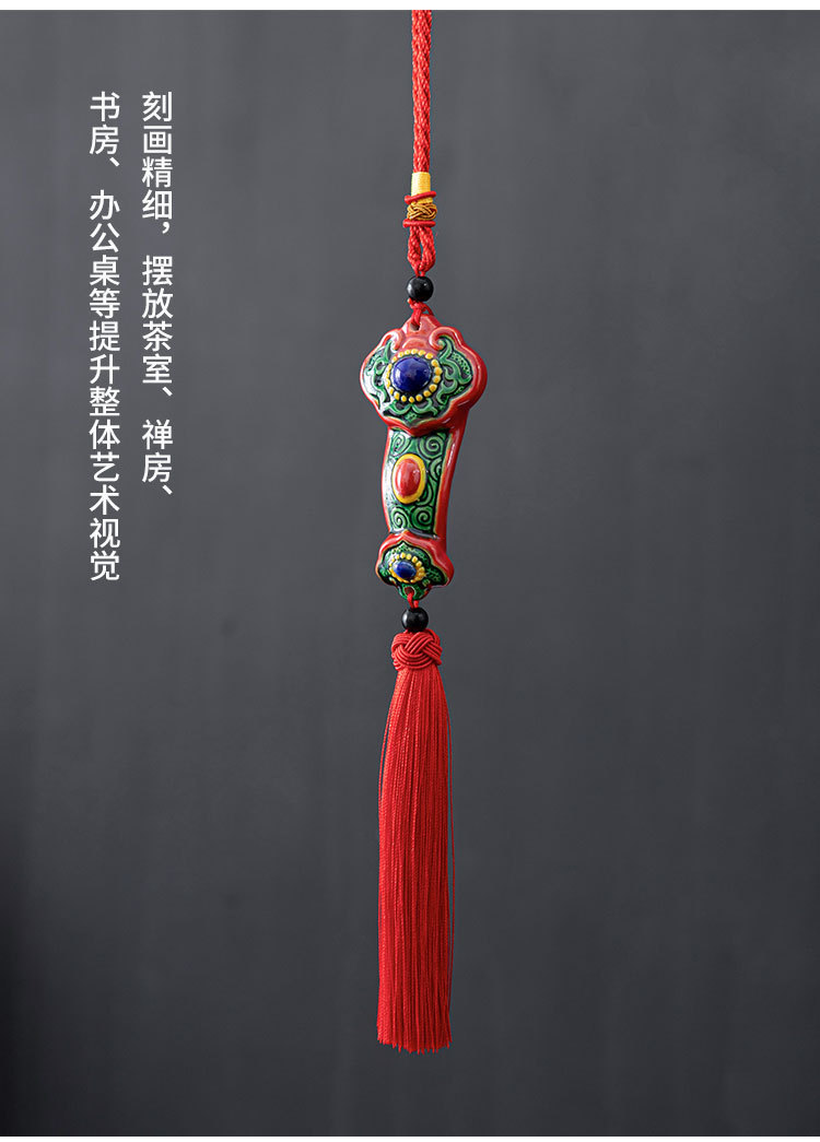 Hand painted Ruyi year fish ornaments car pendant interior supplies toe Pottery Creative colorful gift