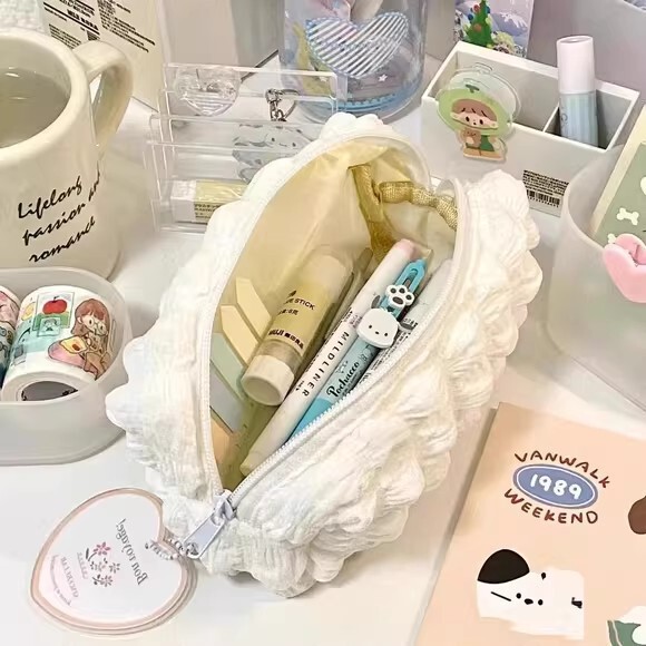 新款笔袋文具盒中小学生女高颜值少女心可爱软绵绵小众纯色简约|undefined
