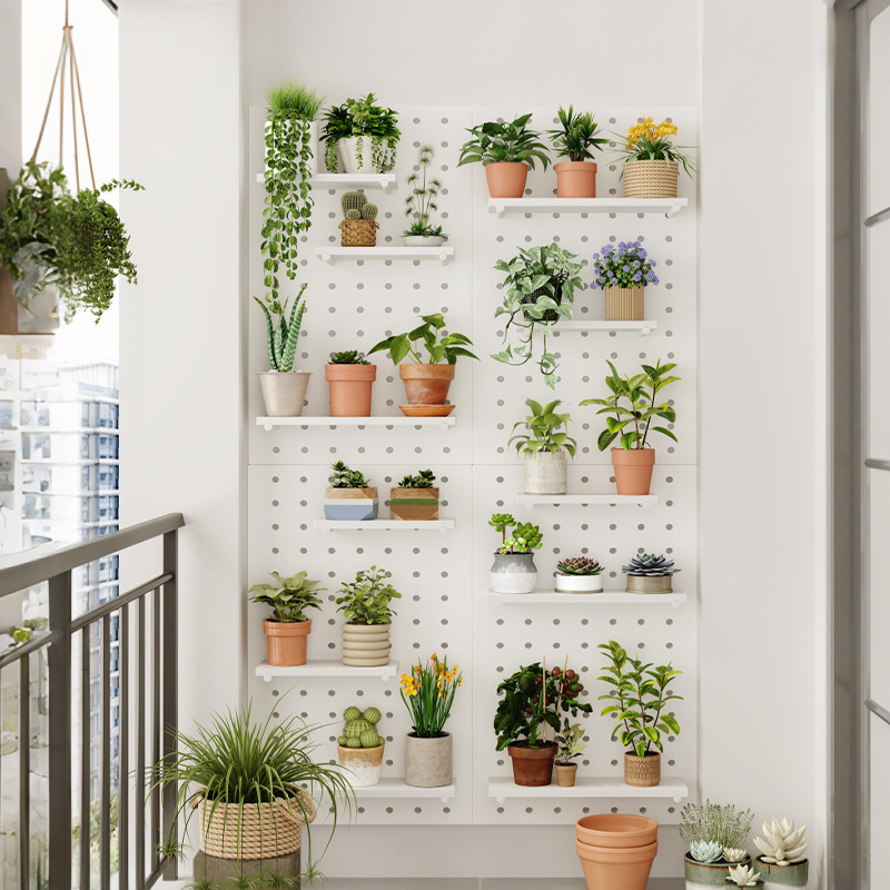 estante de pared estante de flores herramienta tablero colgante agujero de pared tablero agujero