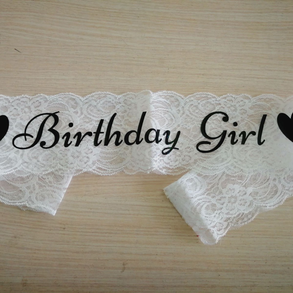 Nuevo estilo transfronterizo fiesta de cumpleaños niña decoración etiqueta correa de hombro de encaje rosa birthday giril