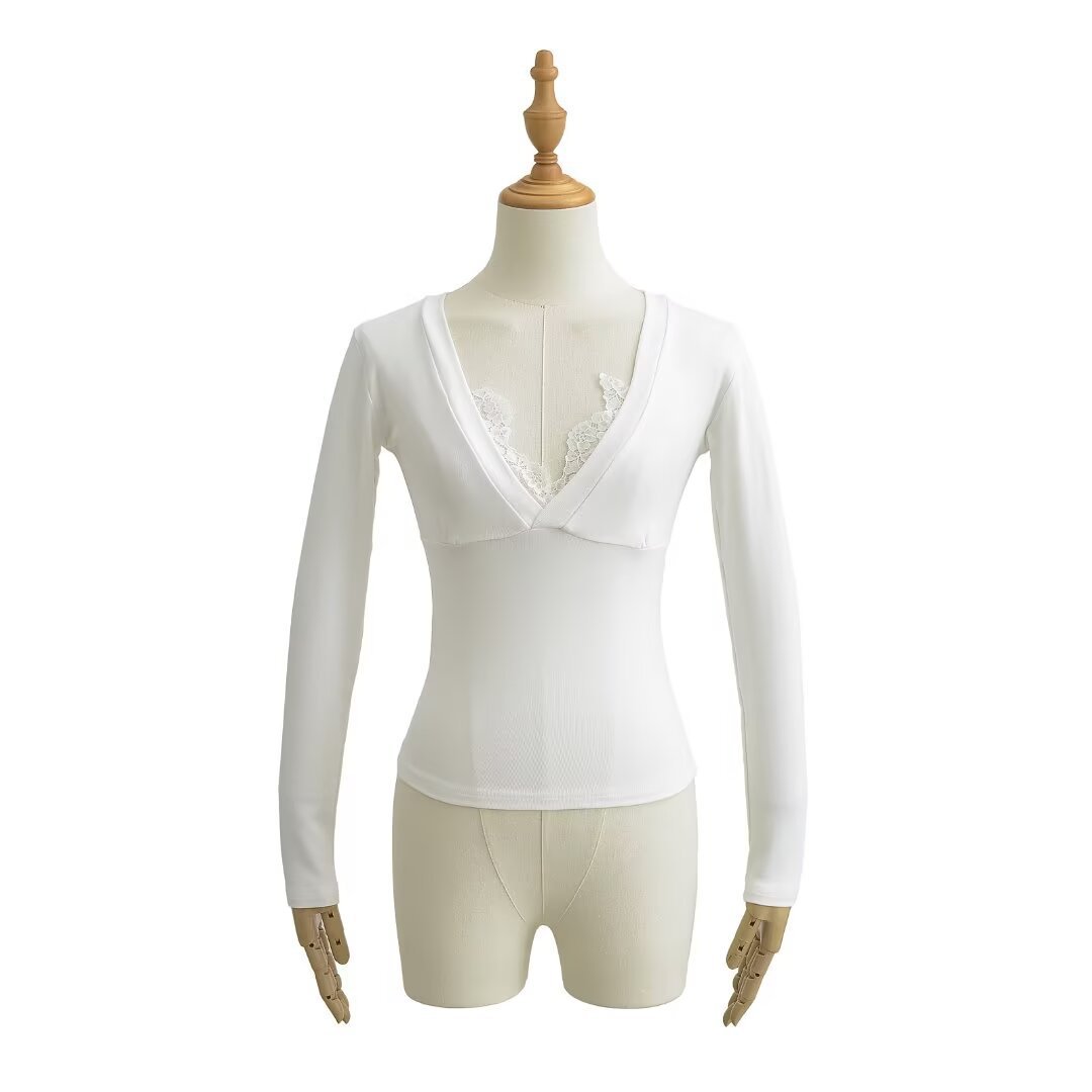 Sexy lace autumn solid color base body-friendly long-sleeve