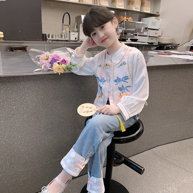 女童春装套装2025新款儿童汉服新中式国风三件套春秋季小女孩洋气|undefined