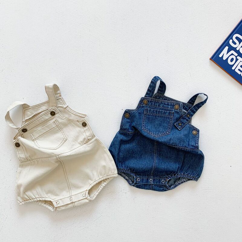 2026 Spring/Summer Baby Denim Romper 0-3 Years Old Infant Cotton Jumpsuit for Boys and Girls Crawling Outfit