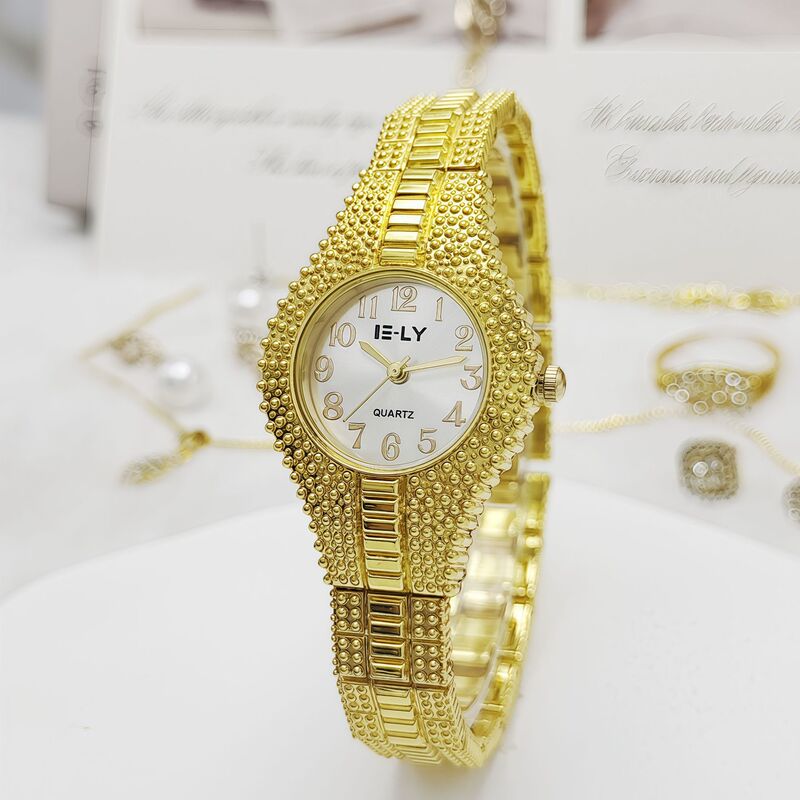 New Foreign Trade Fashion Watch Women's Watch Diamond-Encrusted Women's Watch Light Luxury High-End Versatile Temperament Gold Quartz Watch New Foreign Trade Fashion Watch Women's Watch Diamond-Encrusted Women's Watch Light Luxury High-End Versatile Temperament Gold Quartz Watch