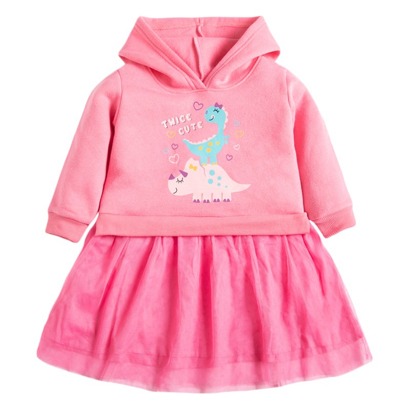 Little Maven invierno de manga larga niños falda Europea niñas vestido ocio fleece-forrado niños vestido