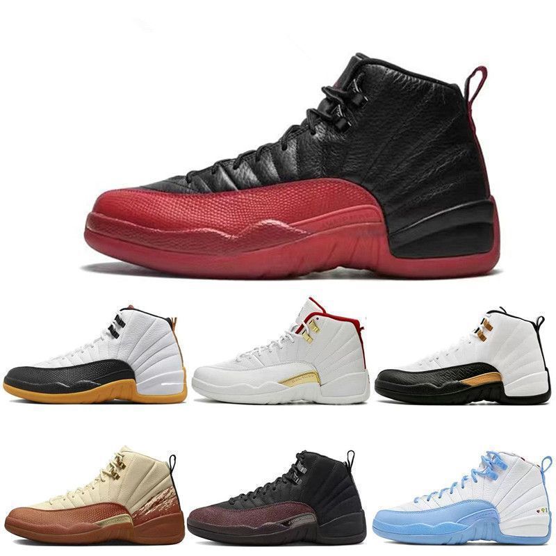 Aj12 High-Top Pure Original Men's Basketball Shoes World Cup Black and White Gold Joe 12 High-Value Air-Cushion Sports Shoes