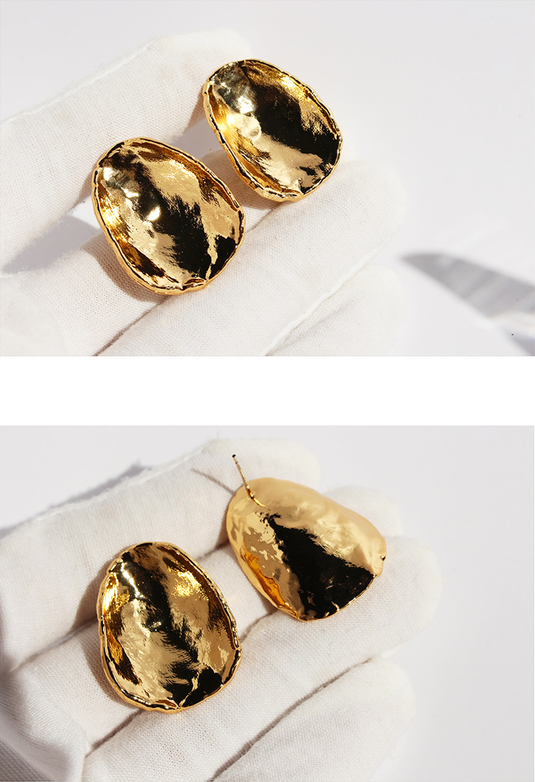 1 Pair Casual Simple Style Geometric Brass 18K Gold Plated Ear Studs display picture 6