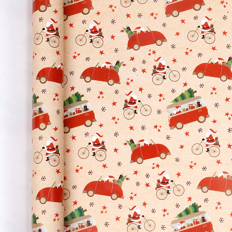 Amazon venta caliente super volumen de papel de embalaje de regalos de Navidad soldados Lollipop multicolor ciervo papel de embalaje de rollo