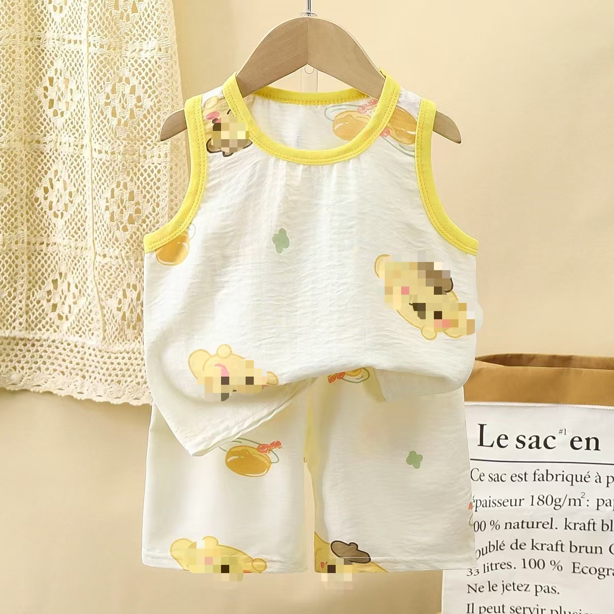 Chaleco infantil coreano para niños verano sin mangas chaleco para niñas caricatura bebé pantalones cortos delgados ropa infantil image 8