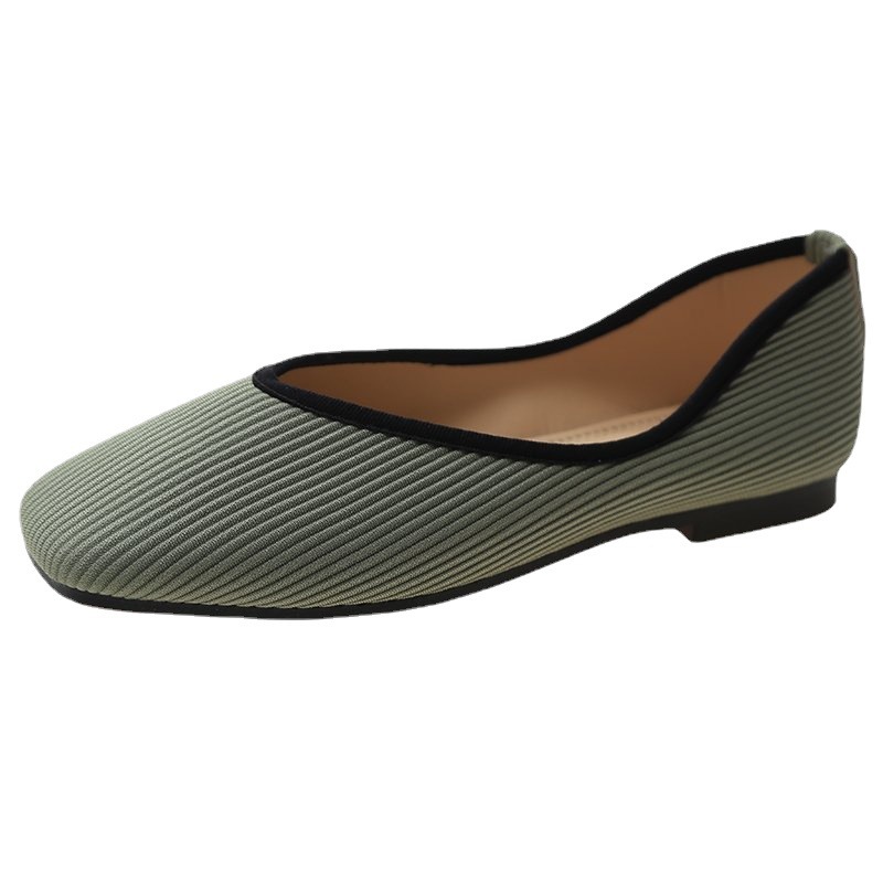 Damen Loafer Mit Eckiger Kappe Strick Slipper Bequeme Ballerinas_voghion.com