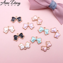 蝴蝶结DIY饰品配件合金滴油清新可爱简约领结丝带小挂件耳饰发绳