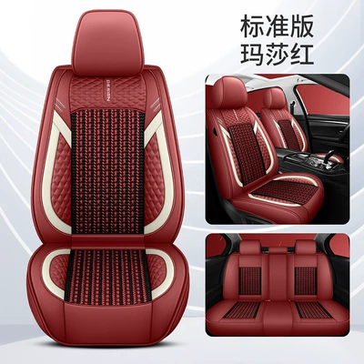 Four Seasons Cross-border Foreign Trade Car Seat Cover Four Seasons Seat Cushion Full Surrounding Seat Cover Napi Car Seat Cushion Wholesale (Four Seasons Pad) - martha-red-standard-edition-3