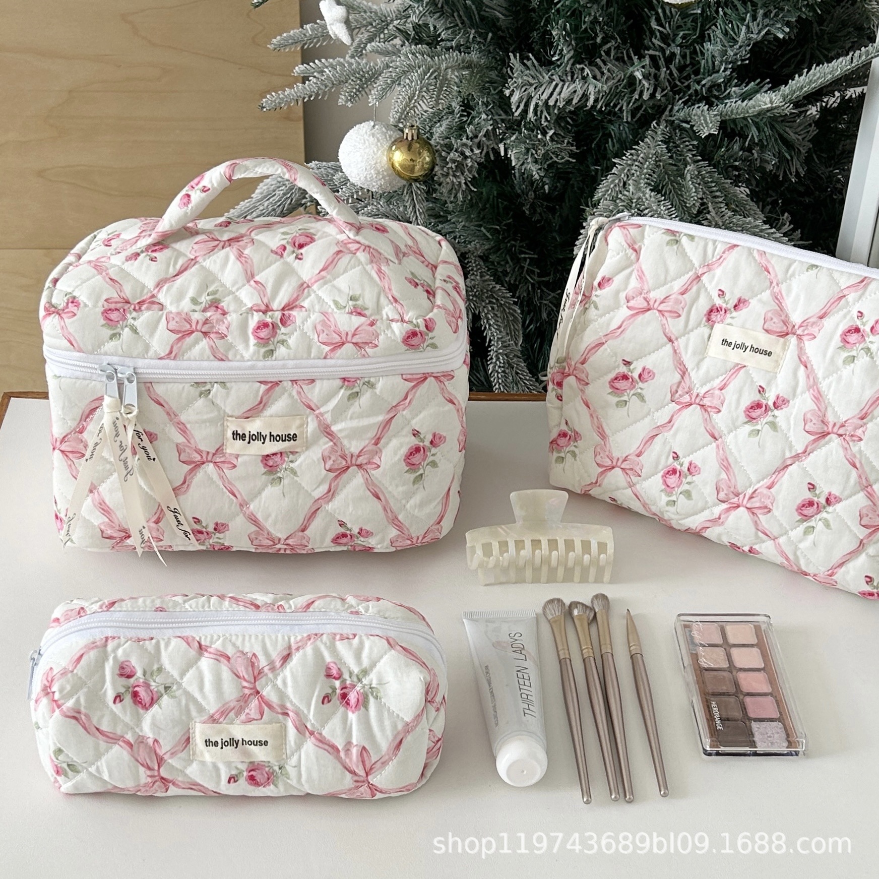 Bolso de cosméticos Blue Love para mujer, lote de una pieza 2025 nuevo bolso de almacenamiento de cosméticos portátil de gran capacidad